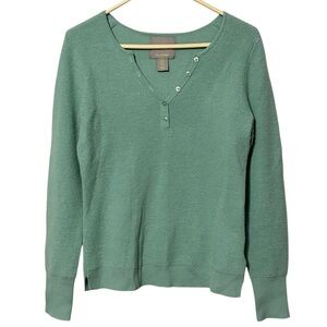 Wicked Wool Base Layer Small 100% Merino Wool Long Sleeve Henley Aqua Teal Soft